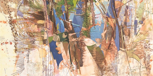 Michele Lauriat, Untitled from the series Spot Pond, 2013, mixed media on paper, 63" x 55"
