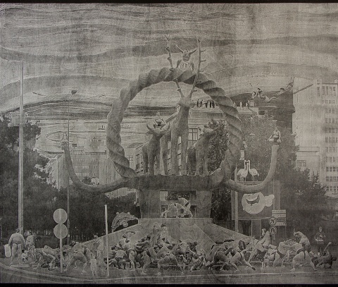 Serhat Tanyolacar, Circus is in Town, 2015, 58" x 52"