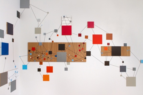 Mariangeles Soto-Diaz, Monochrome, 2012, bamboo panels, vinyl on wall