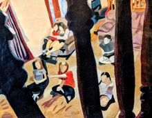 Painting of people sitting