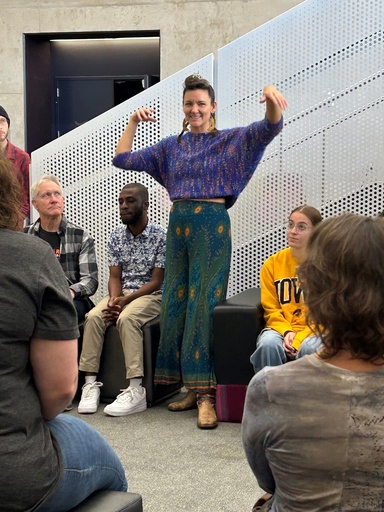 Lyndsey Scott leading a song circle
